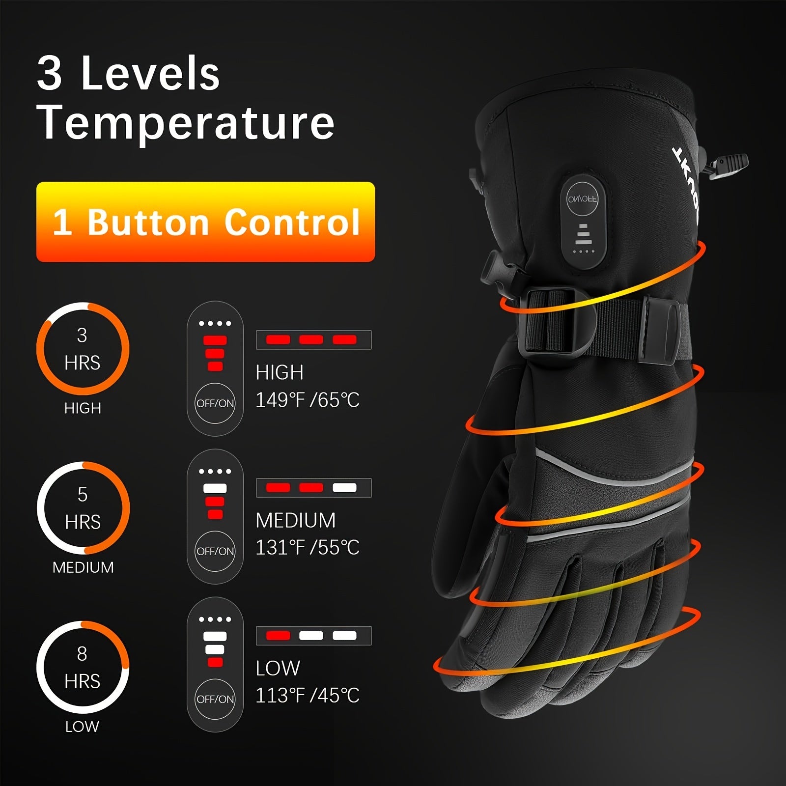 Heated Gloves with 7.4V 5000mAh Power Battery