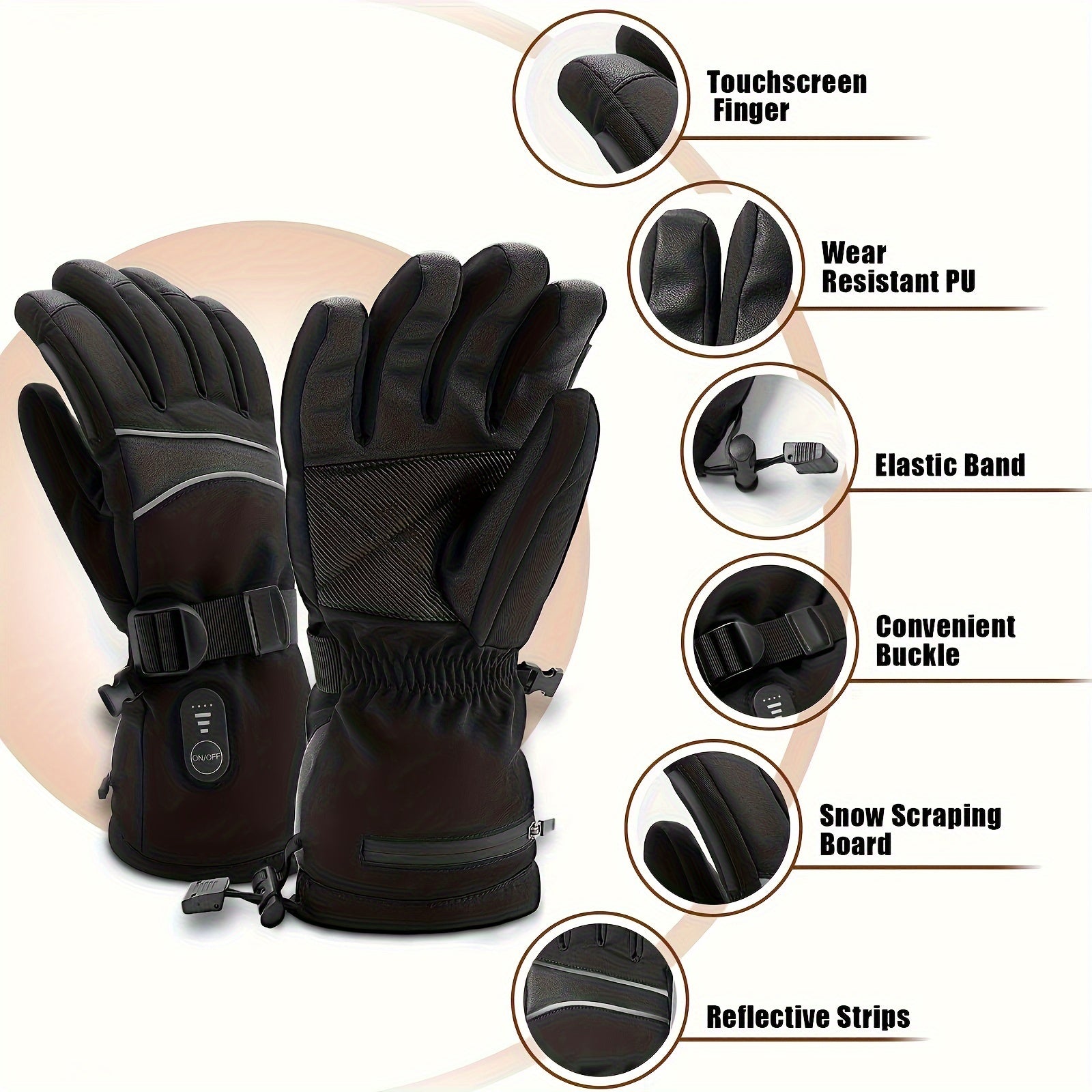 Heated Gloves with 7.4V 5000mAh Power Battery