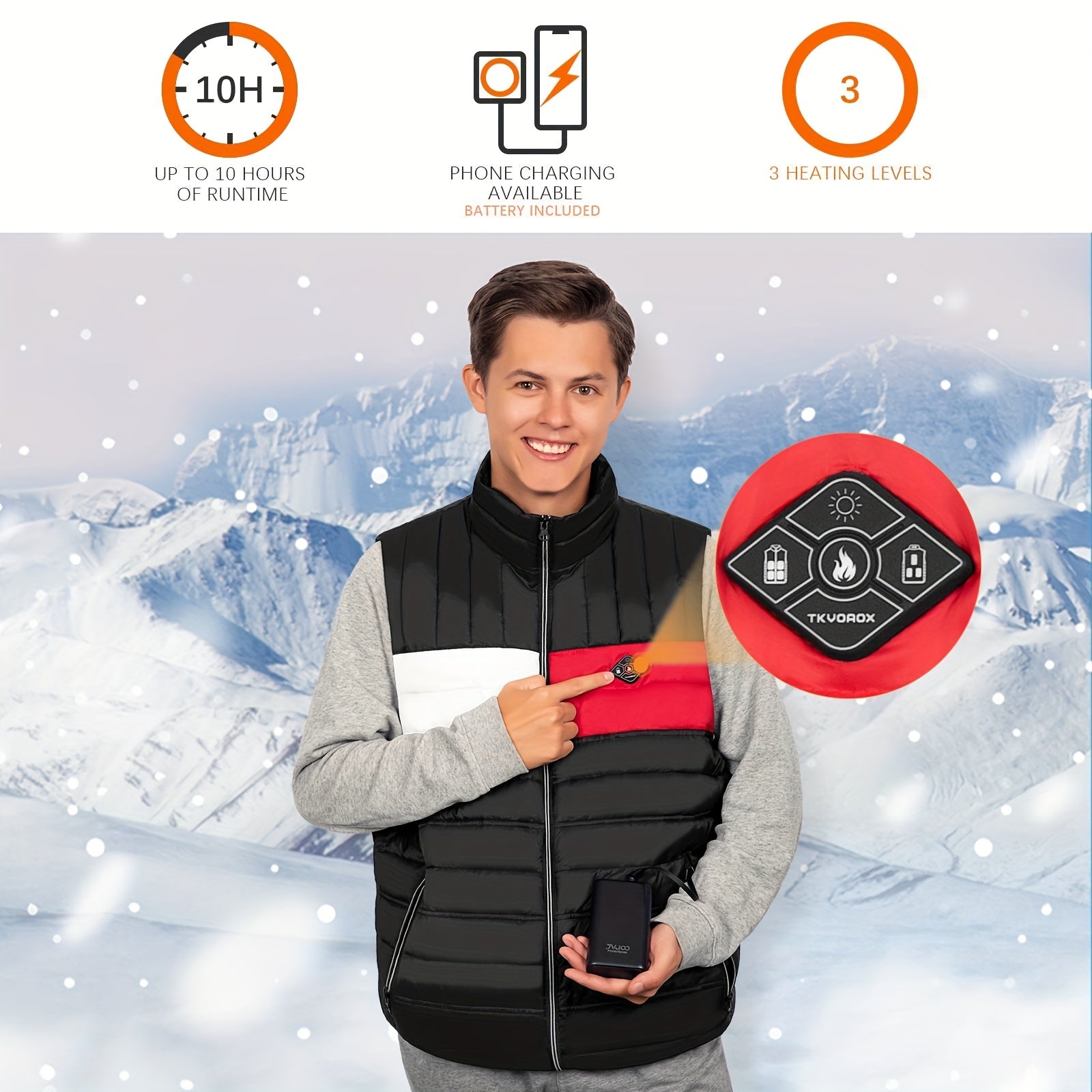 Men's Heated Assorted Colors Design Vest