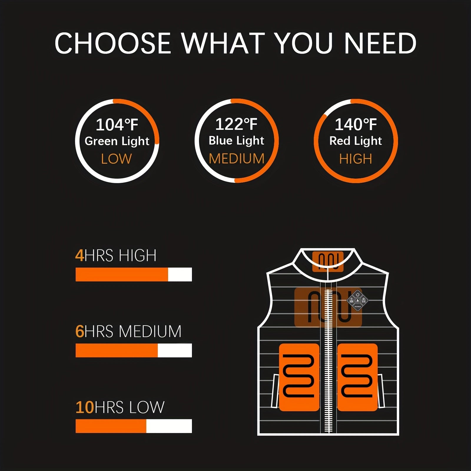 Men's Heated Assorted Colors Design Vest