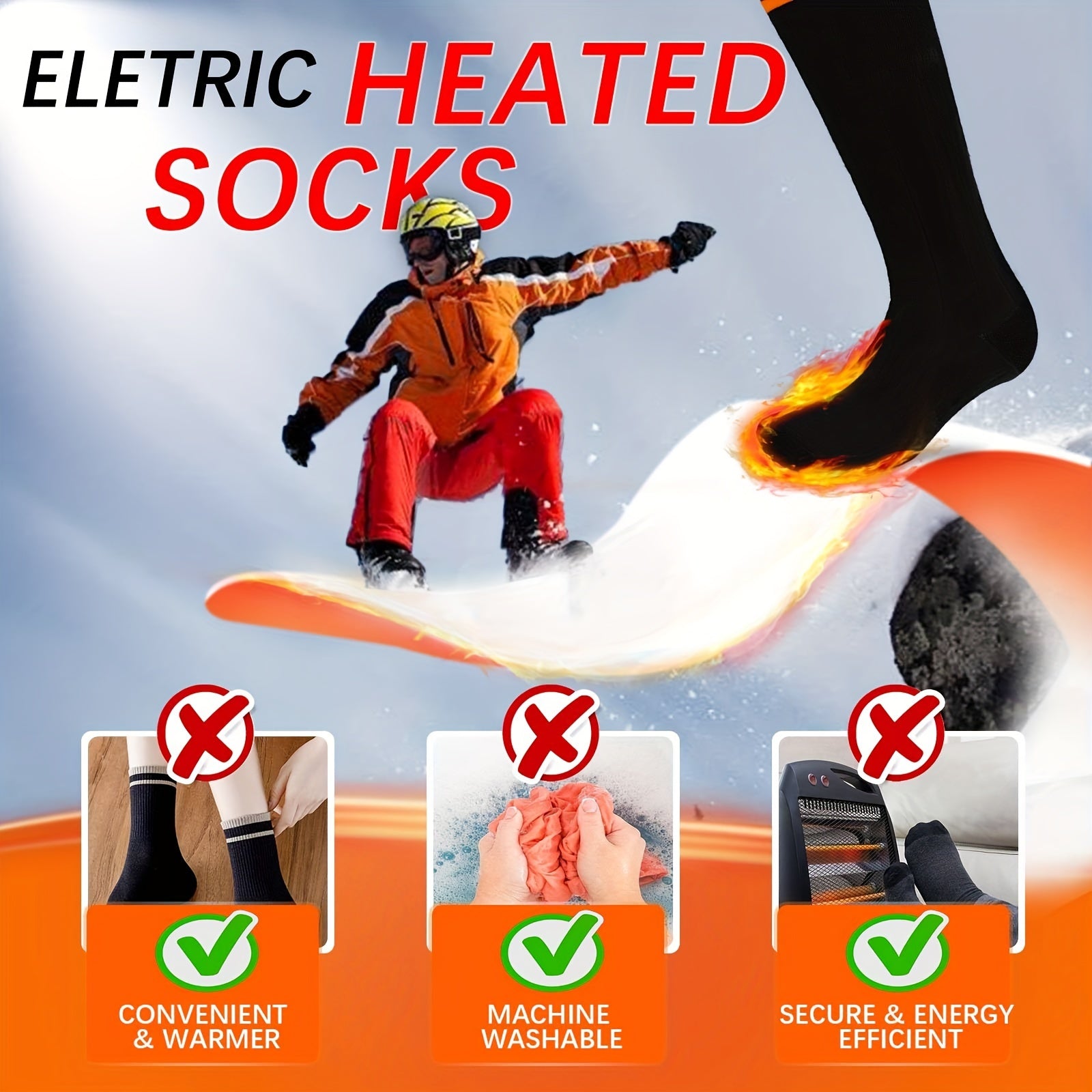Heated Socks With 5V 5000mAh Power Battery
