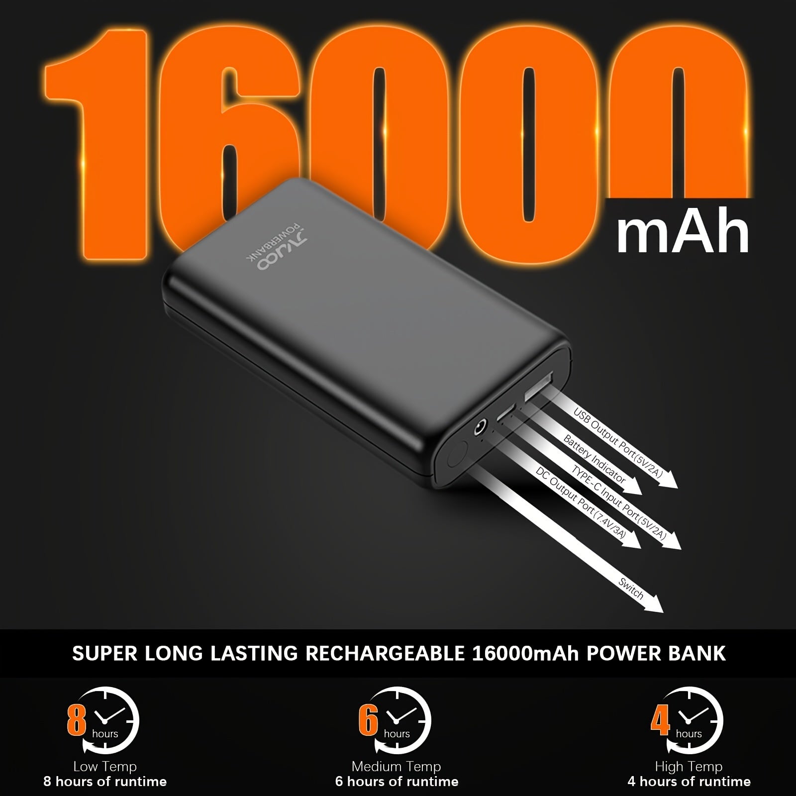 Extra JVUOO 7.4V 16000mAh Jacket&Vest Battery