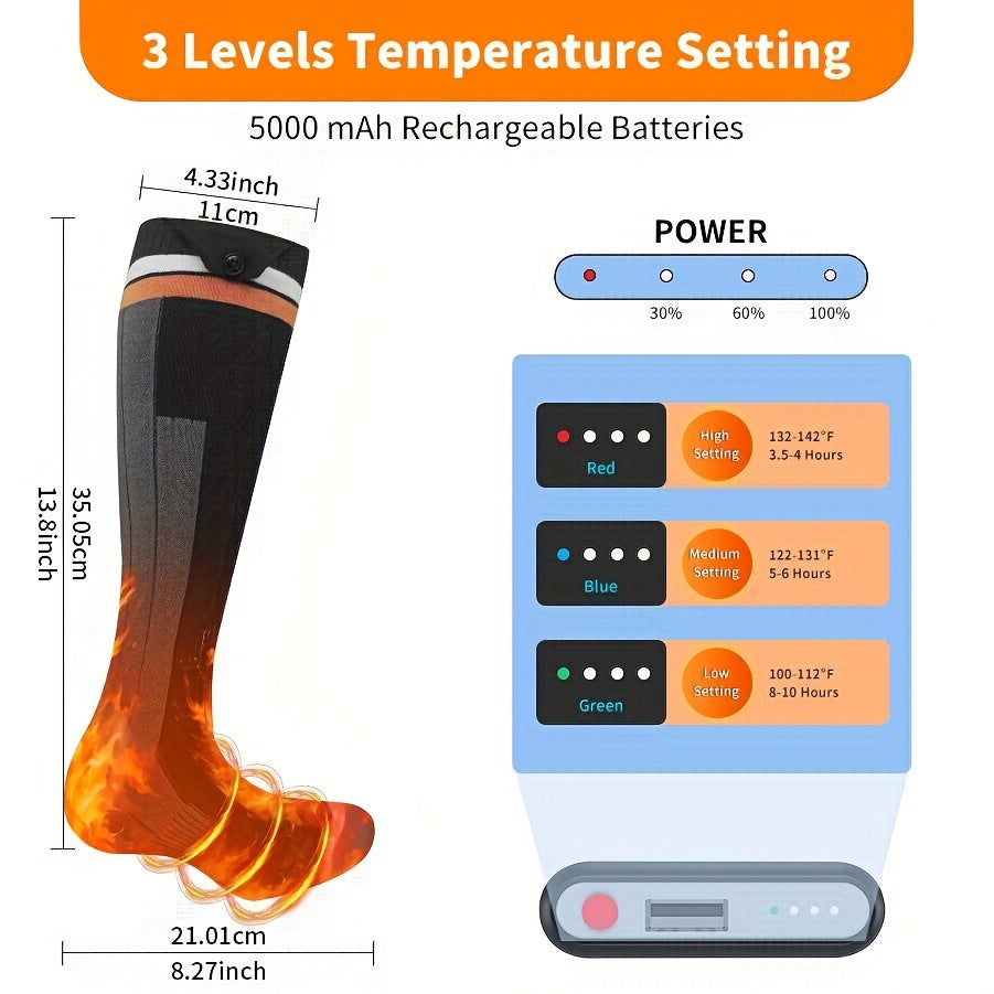 Heated Joint Socks With 5V 5000mAh Power Battery