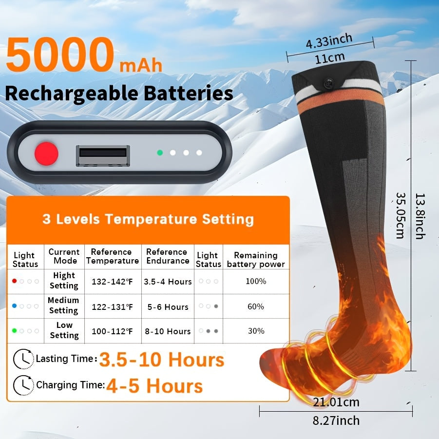 Heated Joint Socks With 5V 5000mAh Power Battery