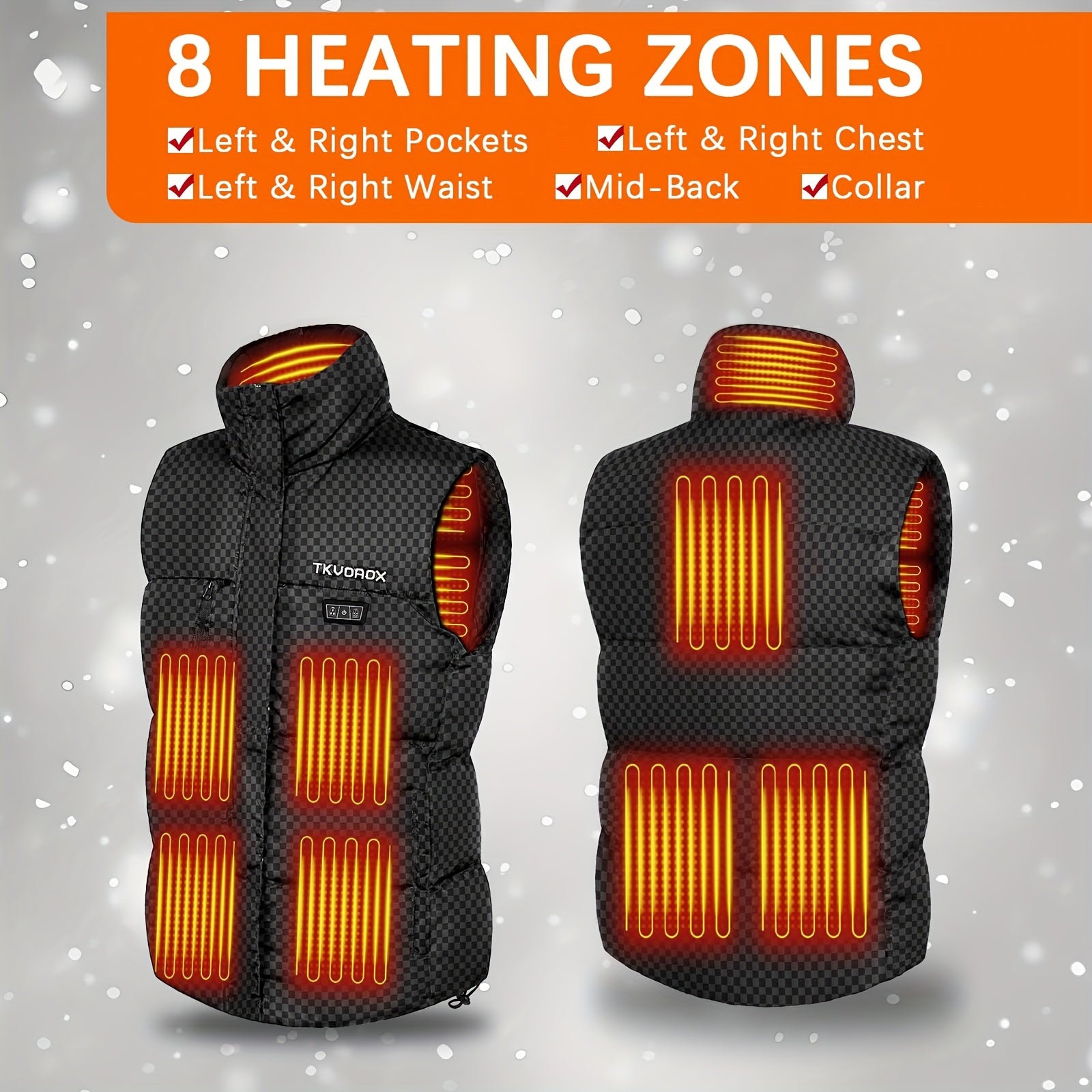 Women's Heated Houndstooth Black Vest